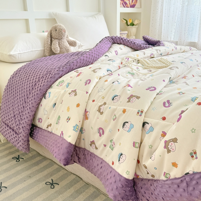 91家纺网 家纺一手货源 找家纺 宜梦家居 2025新款纯棉豆豆被冬被被子被芯 新新一家