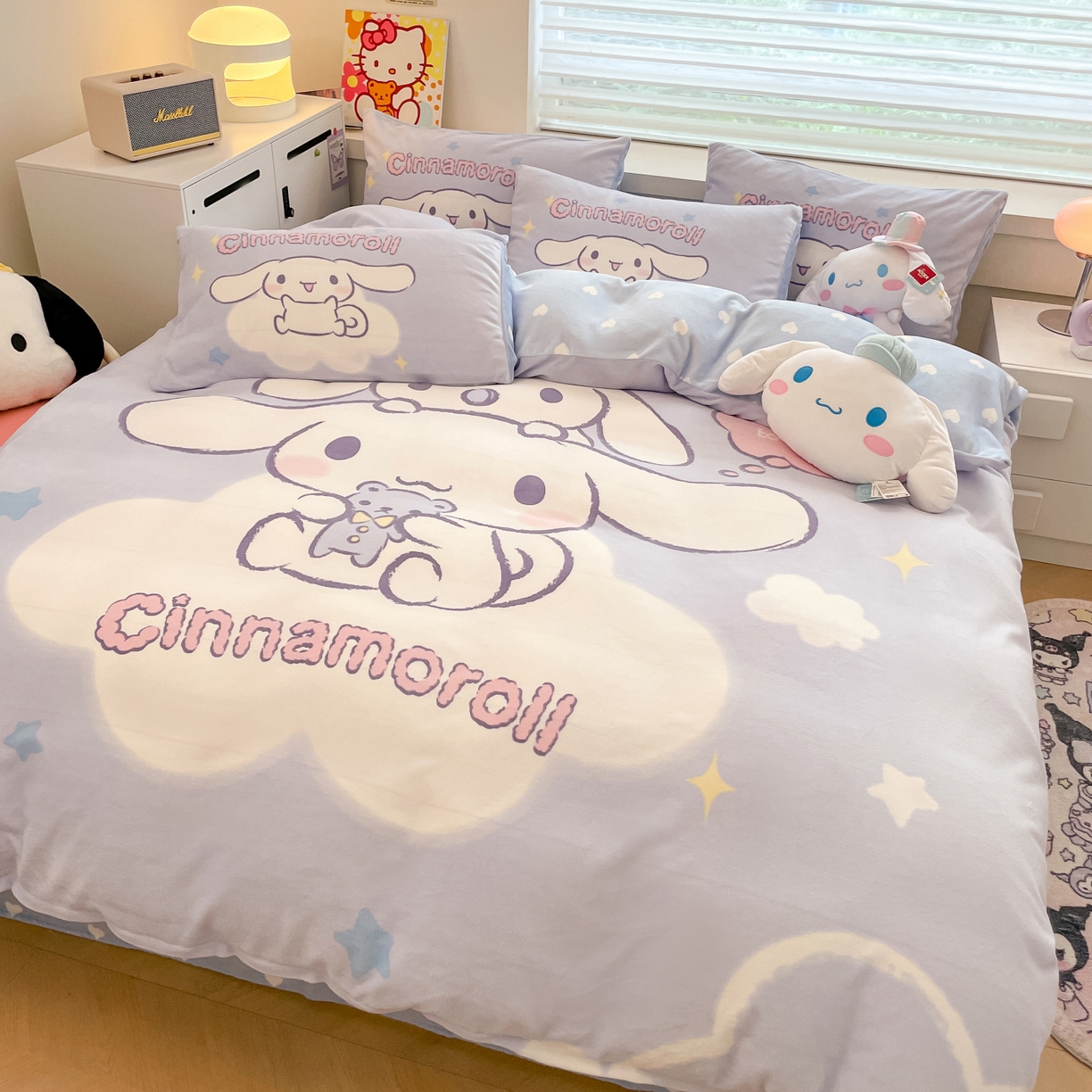 91家纺网 家纺一手货源 找家纺 暮思家居 2025新款正版授权三丽鸥大阪数码印花高克重加厚保暖牛奶绒四件套 绒大阪-玩偶玉桂狗