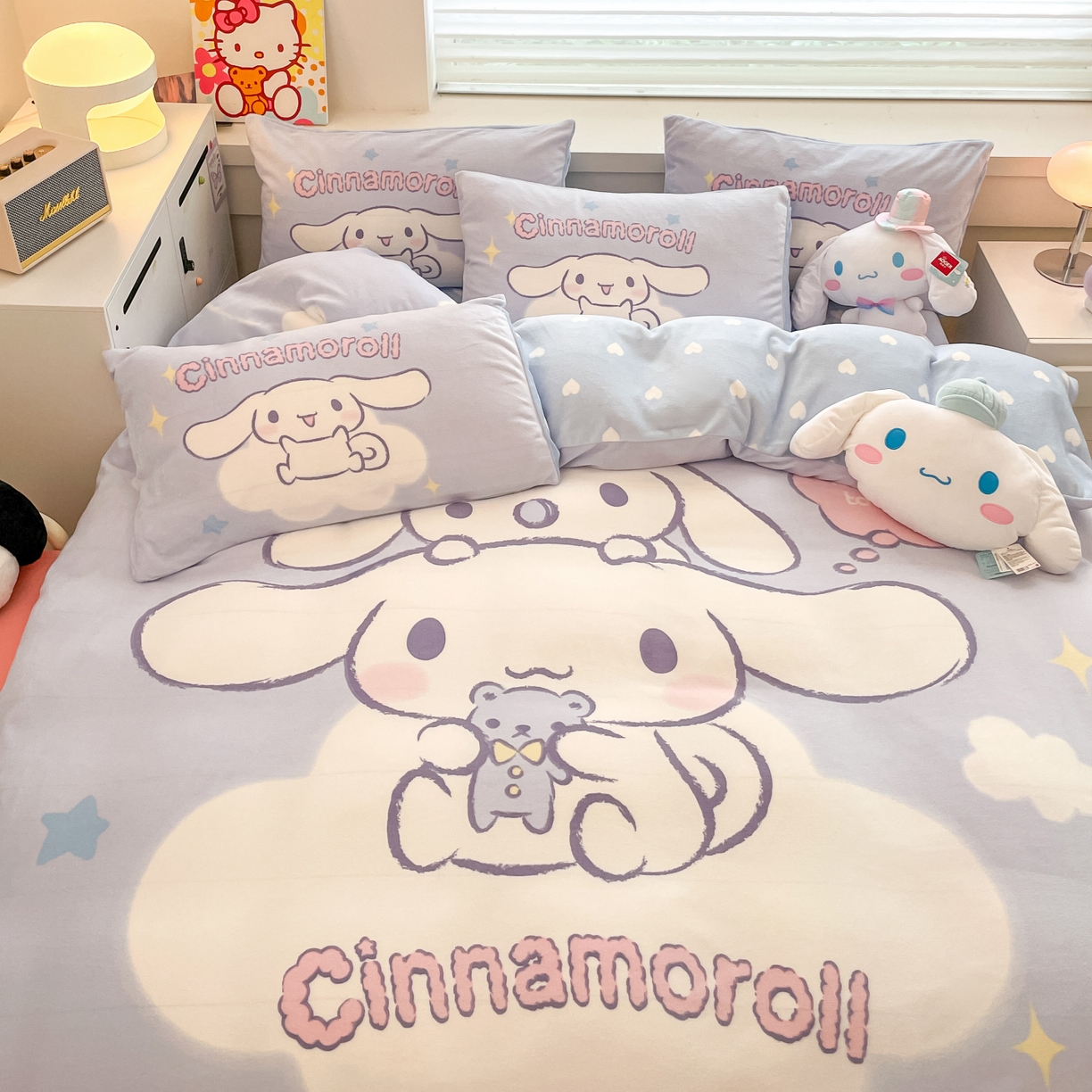 91家纺网 家纺一手货源 找家纺 暮思家居 2025新款正版授权三丽鸥大阪数码印花高克重加厚保暖牛奶绒四件套 绒大阪-玩偶玉桂狗