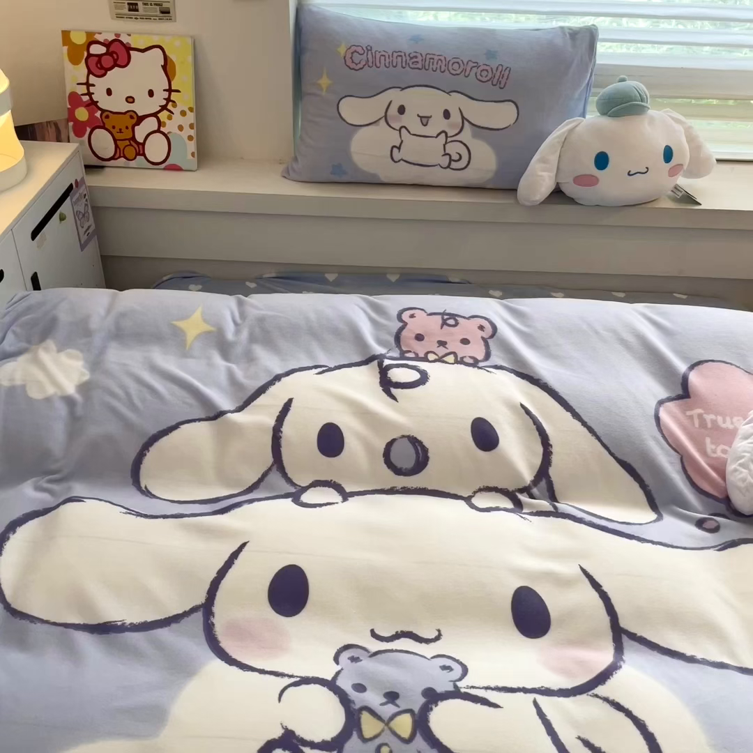 91家纺网 家纺一手货源 找家纺 暮思家居 2025新款正版授权三丽鸥大阪数码印花高克重加厚保暖牛奶绒四件套 绒大阪-玩偶玉桂狗