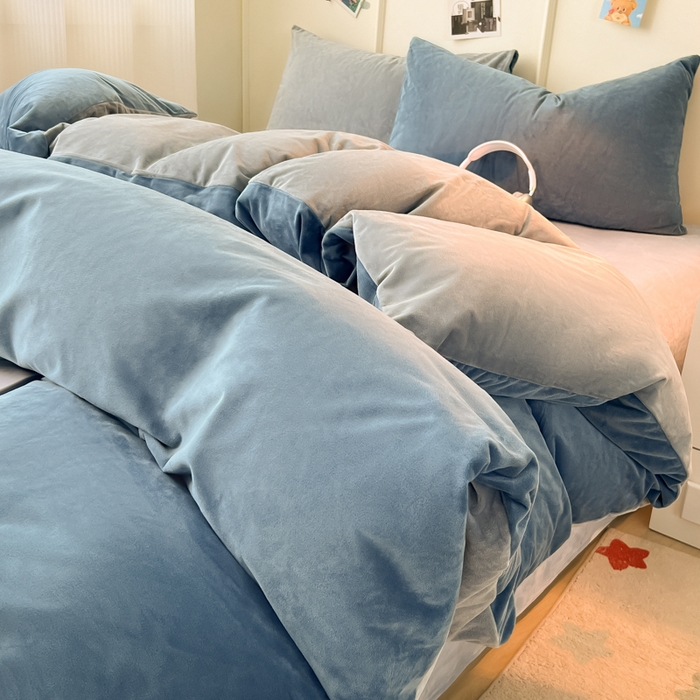 91家纺网 家纺一手货源 找家纺 （总）悦织湾家纺 2025新款亲肤水晶绒四件套纯色轻奢加厚保暖床单床笠款四件套学生宿舍三件套单被套