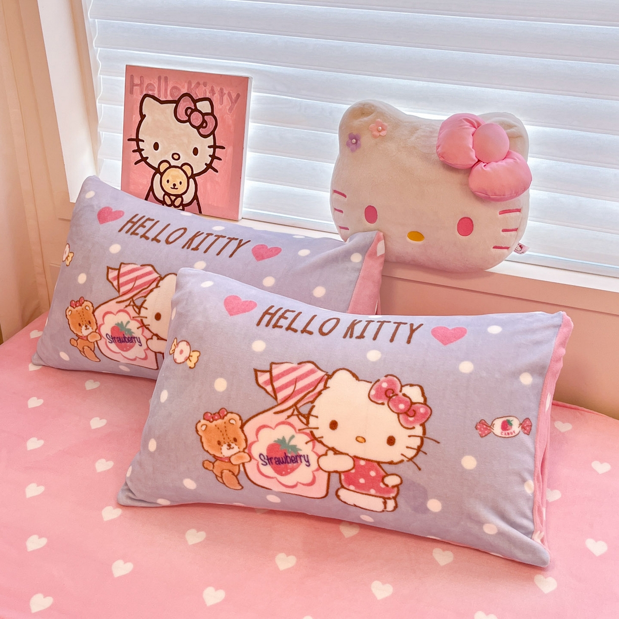 91家纺网 家纺一手货源 找家纺 （总）暮思家居 2025新款正版授权三丽鸥大阪数码印花高克重加厚保暖牛奶绒单品枕套枕套单件单枕套