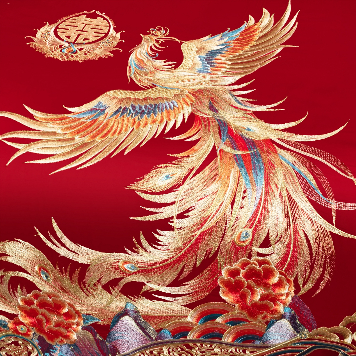 91家纺网 家纺一手货源 找家纺 美娘阁 2025新款长绒棉全棉贡缎提花款新中式古典韵味精美刺绣婚庆四件套系列 龙腾盛世