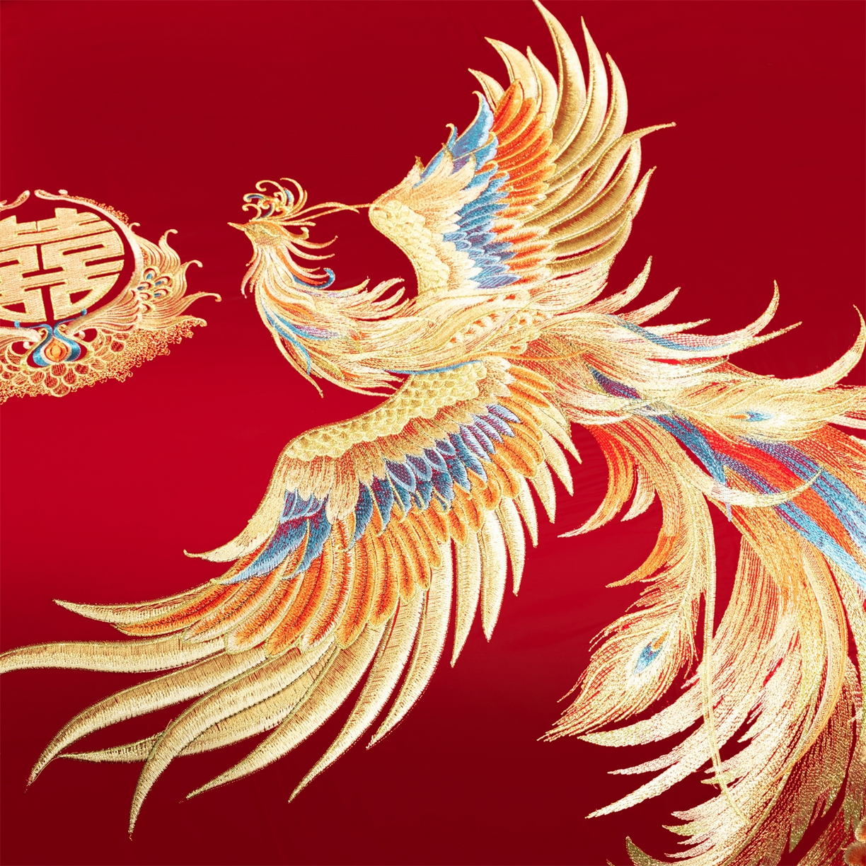 91家纺网 家纺一手货源 找家纺 美娘阁 2025新款长绒棉全棉贡缎提花款新中式古典韵味精美刺绣婚庆四件套系列 龙腾盛世