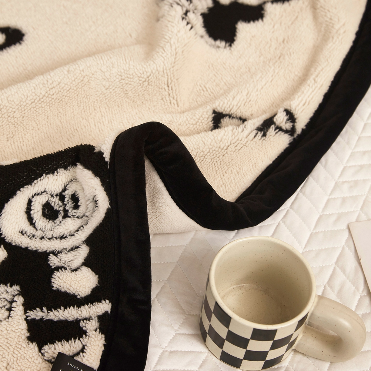 91家纺网 家纺一手货源 找家纺 悦织湾家纺 2025新款黑白阳离子熊猫绒毛球毯轻奢雅致多功能毛毯盖毯休闲毯沙发毯跨境专供可定制量大可谈 熊猫绒毛球毯-小布布