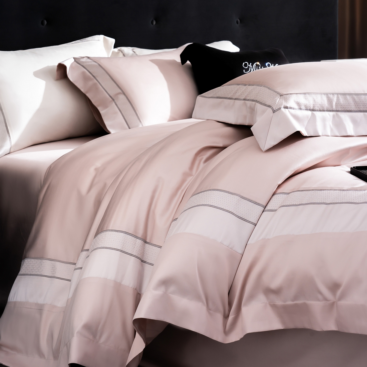 91家纺网 家纺一手货源 找家纺 MIU缪家居 2025新款100支全棉四件套-繁星 繁星-雾粉