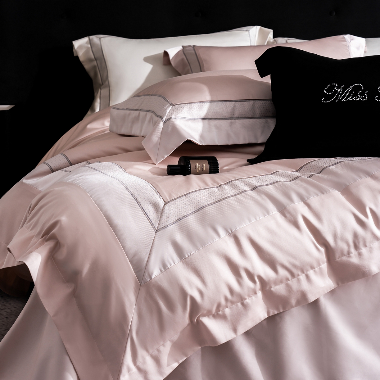 91家纺网 家纺一手货源 找家纺 MIU缪家居 2025新款100支全棉四件套-繁星 繁星-雾粉