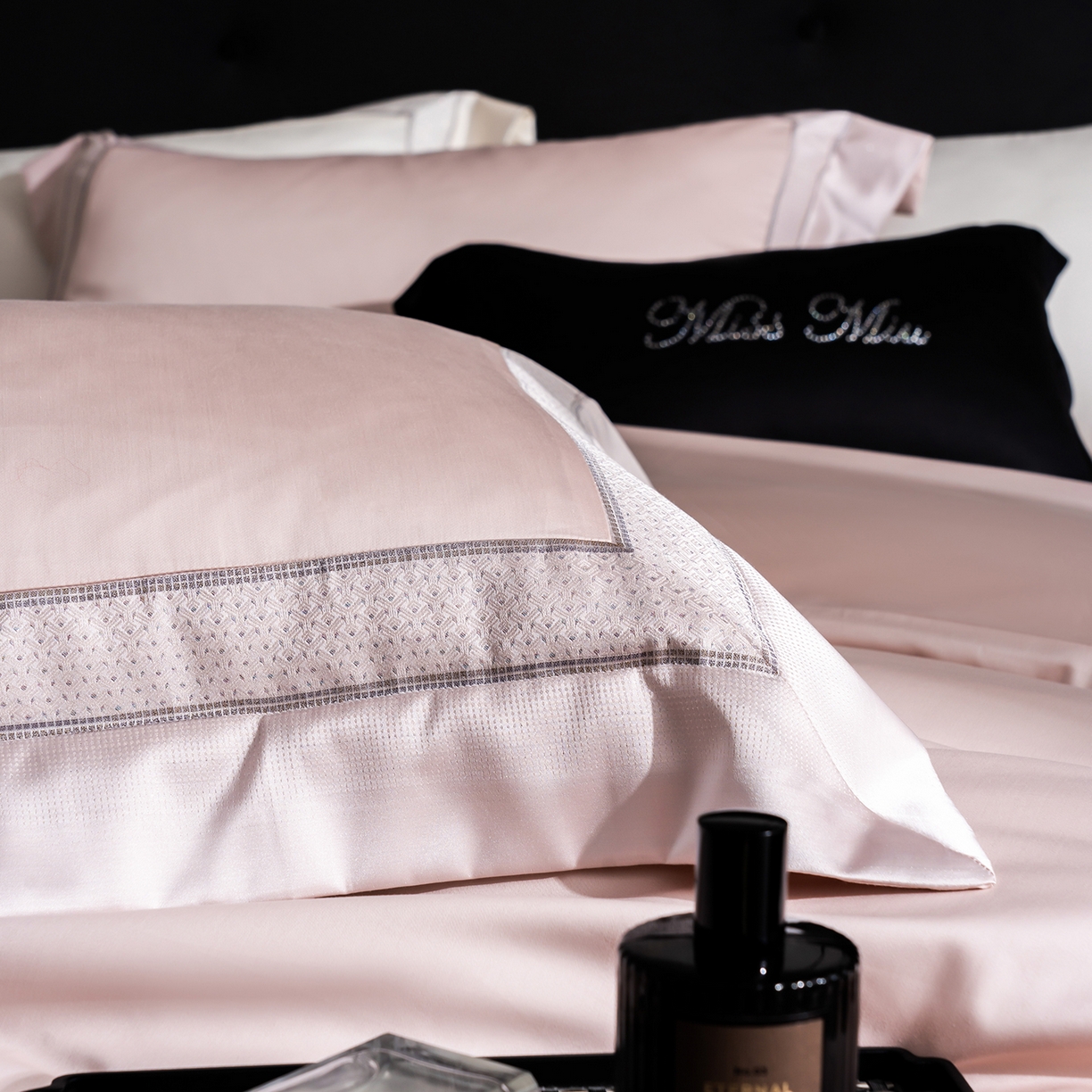 91家纺网 家纺一手货源 找家纺 MIU缪家居 2025新款100支全棉四件套-繁星 繁星-雾粉