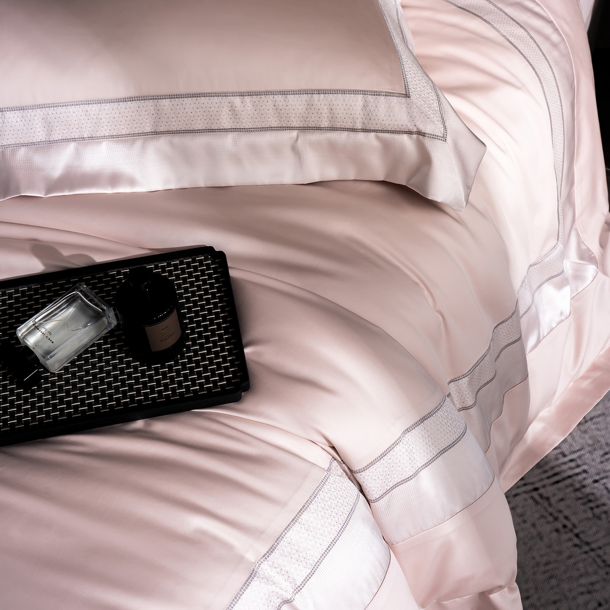 91家纺网 家纺一手货源 找家纺 MIU缪家居 2025新款100支全棉四件套-繁星 繁星-雾粉