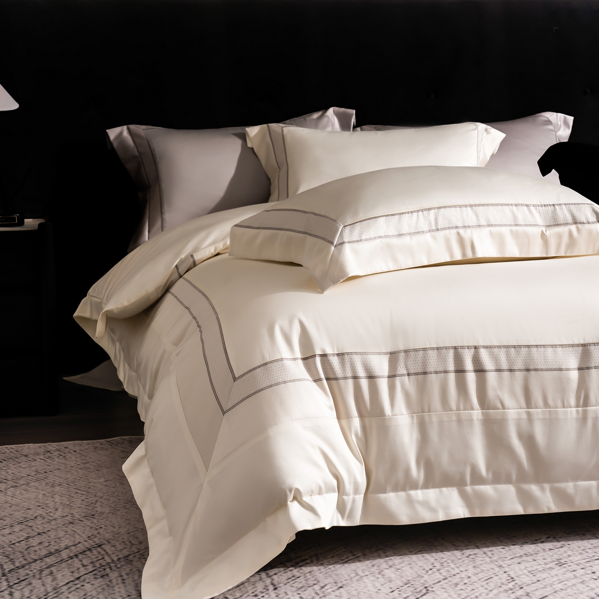 91家纺网 家纺一手货源 找家纺 MIU缪家居 2025新款100支全棉四件套-繁星 繁星-米白