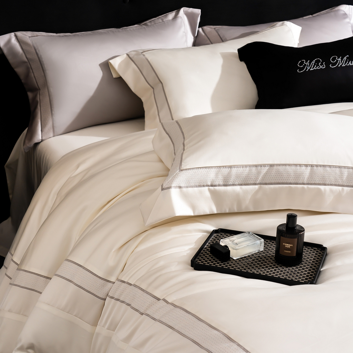 91家纺网 家纺一手货源 找家纺 MIU缪家居 2025新款100支全棉四件套-繁星 繁星-米白