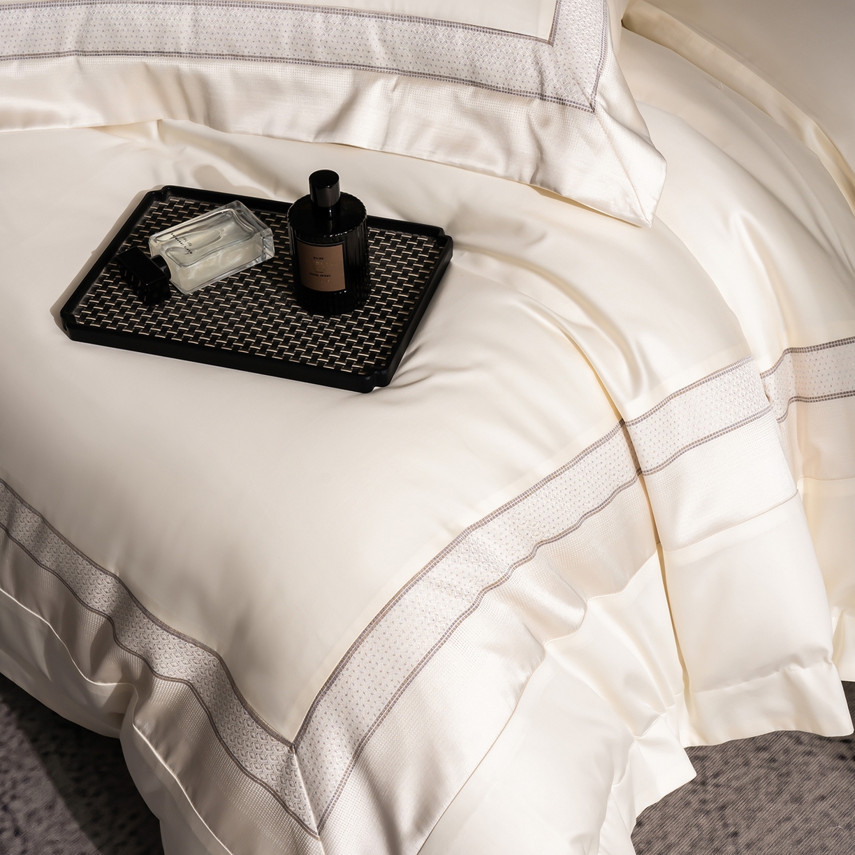 91家纺网 家纺一手货源 找家纺 MIU缪家居 2025新款100支全棉四件套-繁星 繁星-米白