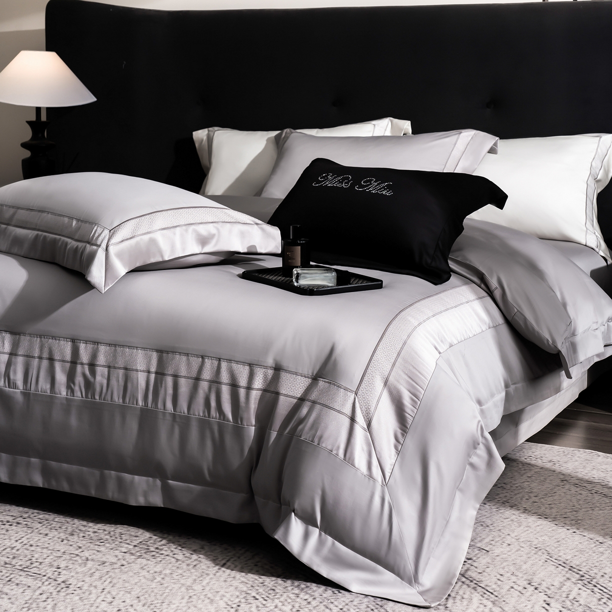 91家纺网 家纺一手货源 找家纺 MIU缪家居 2025新款100支全棉四件套-繁星 繁星-雅灰