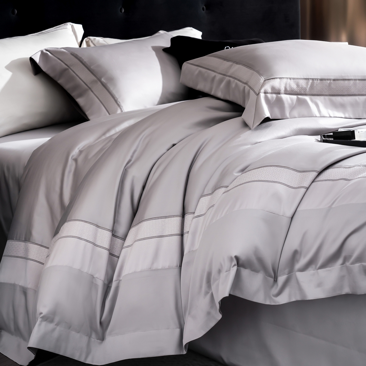 91家纺网 家纺一手货源 找家纺 MIU缪家居 2025新款100支全棉四件套-繁星 繁星-雅灰