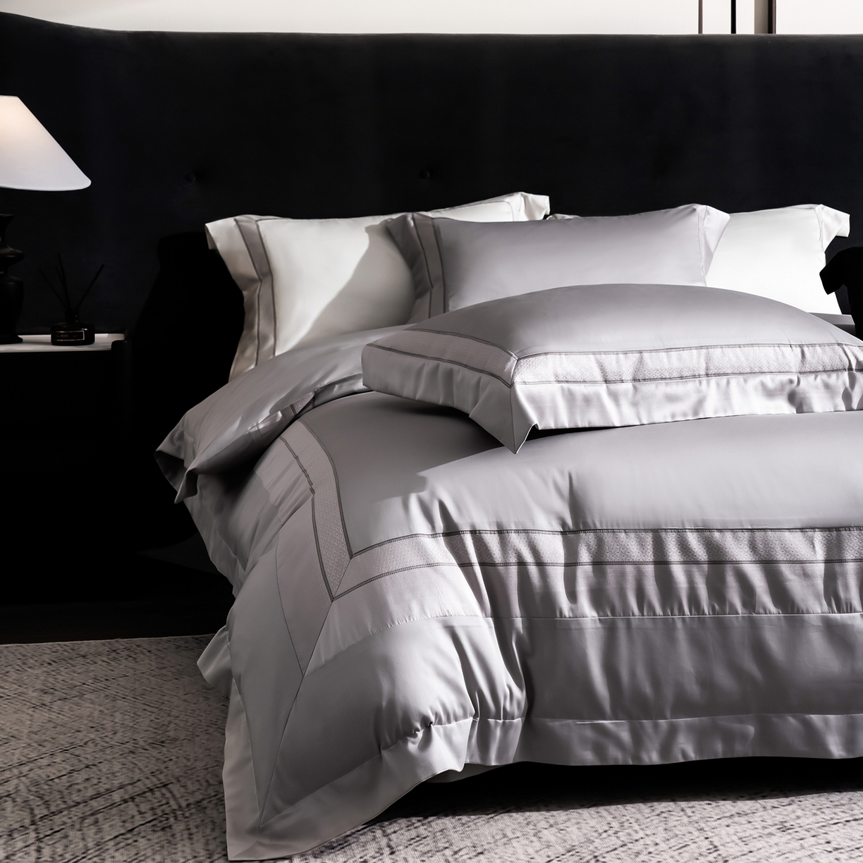 91家纺网 家纺一手货源 找家纺 MIU缪家居 2025新款100支全棉四件套-繁星 繁星-雅灰