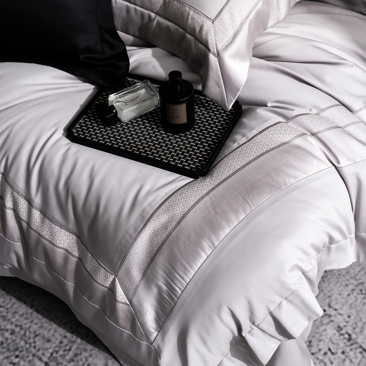 91家纺网 家纺一手货源 找家纺 MIU缪家居 2025新款100支全棉四件套-繁星 繁星-雅灰