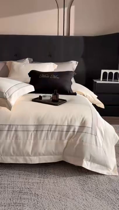 91家纺网 家纺一手货源 找家纺 MIU缪家居 2025新款100支全棉四件套-繁星 繁星-米白