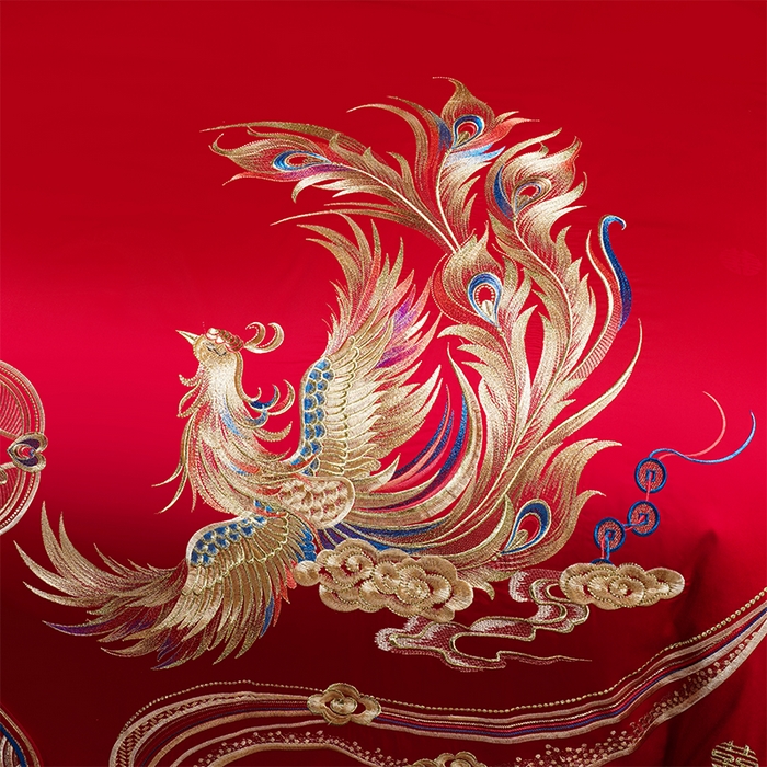 91家纺网 家纺一手货源 找家纺 （总）千禧家纺 2025新款双面长绒棉提花工艺重工刺绣婚庆多件套