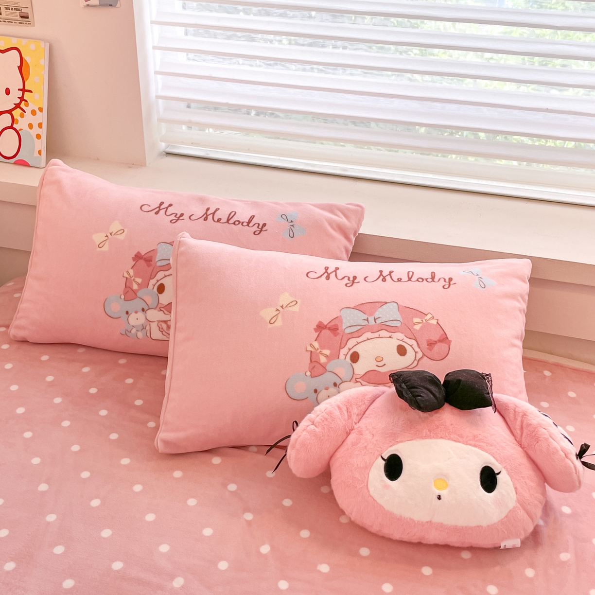 暮思家居 2025新款正版授权三丽鸥大阪数码印花高克重加厚保暖牛奶绒单品枕套枕套单件单枕套 绒大阪-相框美乐蒂