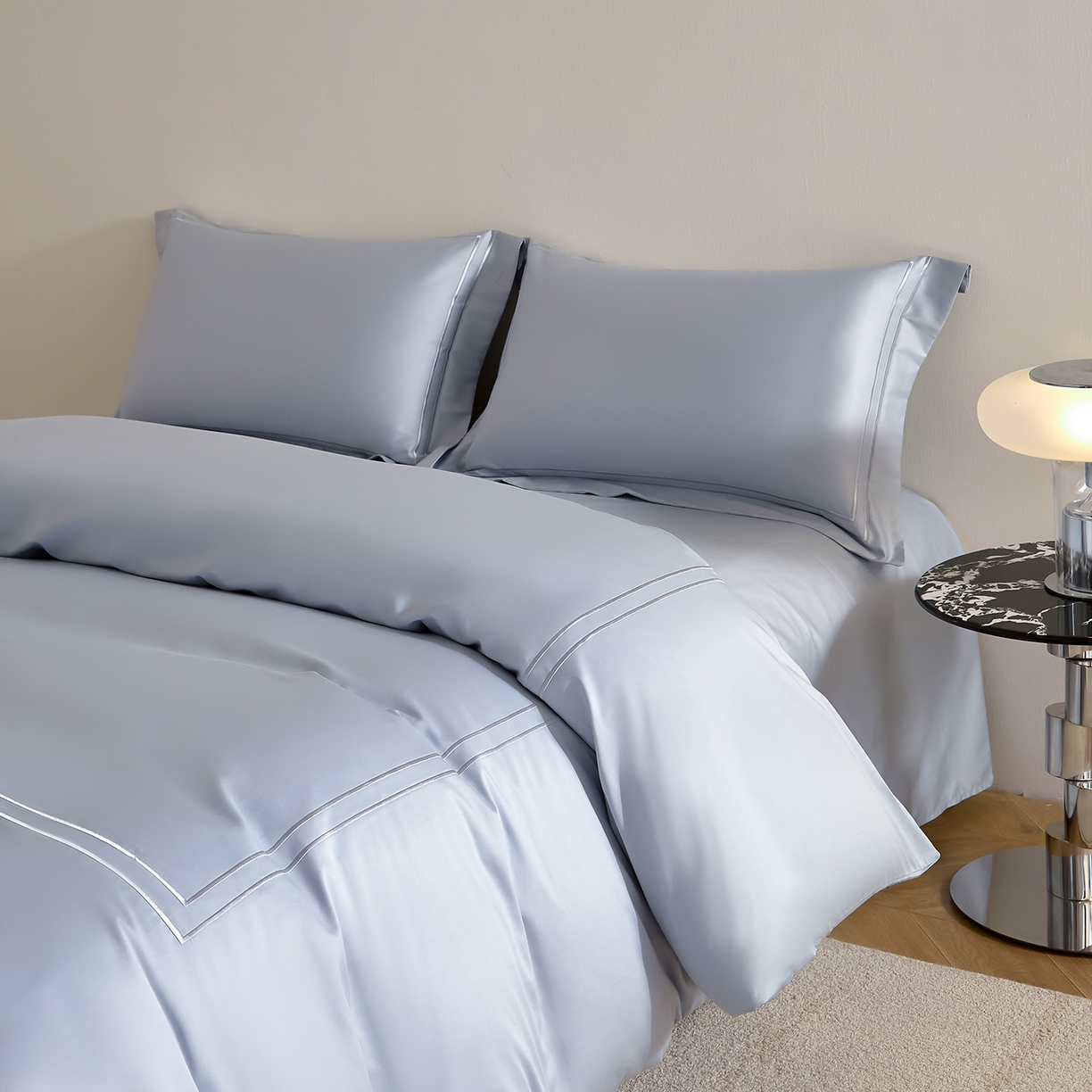 91家纺网 家纺一手货源 找家纺 （总）ONE TWO ONE 121 2025新款酒店民宿专订长绒棉高支高密贡缎刺绣（小cr）四件套（【提供买家秀】为了各位老板们都有利润空间，平台控价券后不得低于298/318元，感谢您的配合与支持