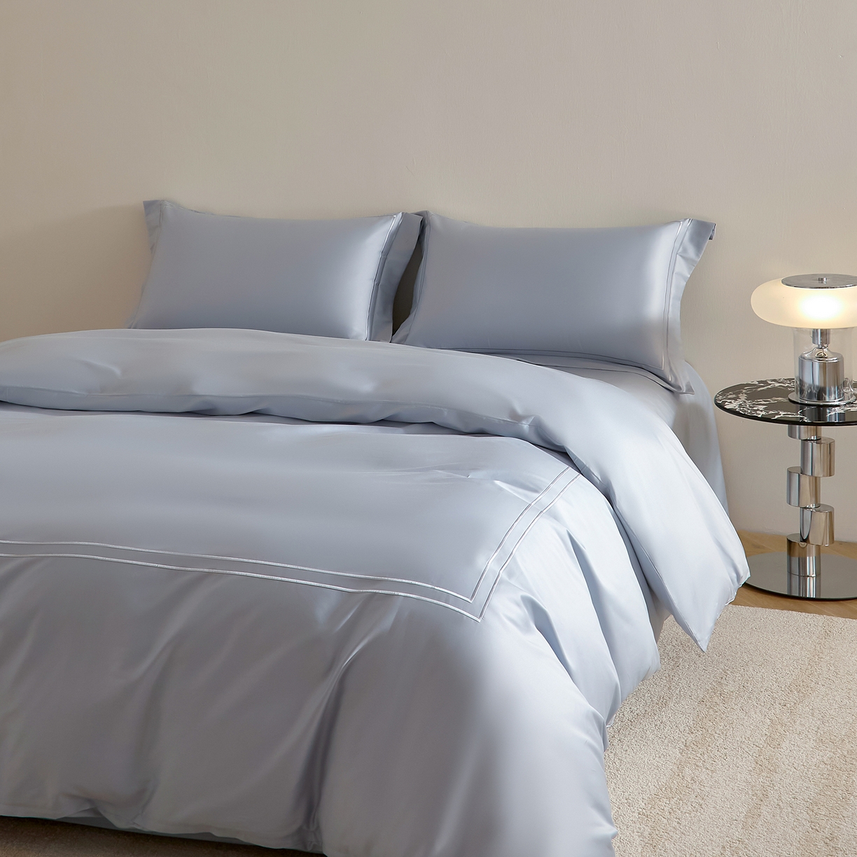 91家纺网 家纺一手货源 找家纺 （总）ONE TWO ONE 121 2025新款酒店民宿专订长绒棉高支高密贡缎刺绣（小cr）四件套（【提供买家秀】为了各位老板们都有利润空间，平台控价券后不得低于298/318元，感谢您的配合与支持