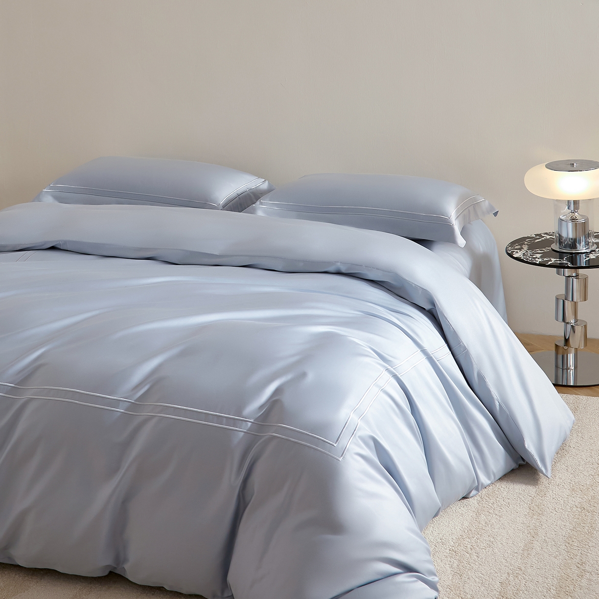 91家纺网 家纺一手货源 找家纺 （总）ONE TWO ONE 121 2025新款酒店民宿专订长绒棉高支高密贡缎刺绣（小cr）四件套（【提供买家秀】为了各位老板们都有利润空间，平台控价券后不得低于298/318元，感谢您的配合与支持