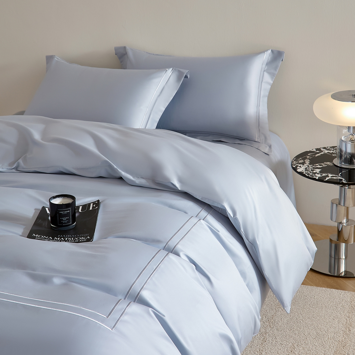 91家纺网 家纺一手货源 找家纺 ONE TWO ONE 121 2025新款酒店民宿专订长绒棉高支高密贡缎刺绣（小cr）四件套（【提供买家秀】为了各位老板们都有利润空间，平台控价券后不得低于298/318元，感谢您的配合与支持！） 