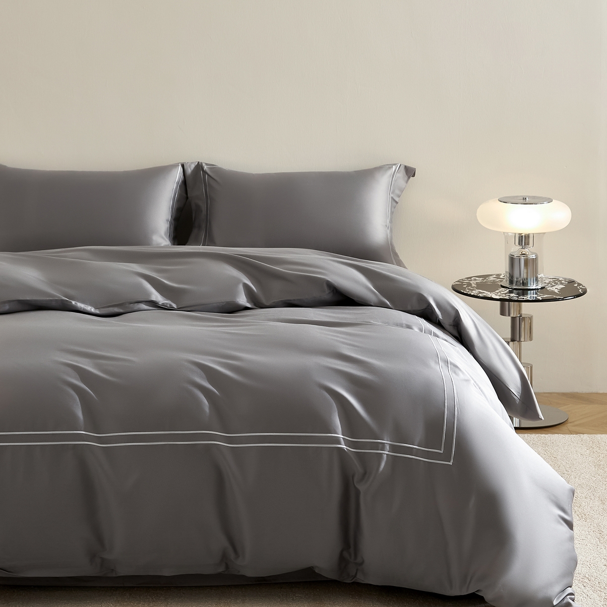 ONE TWO ONE 121 2025新款酒店民宿专订长绒棉高支高密贡缎刺绣（小cr）四件套（【提供买家秀】为了各位老板们都有利润空间，平台控价券后不得低于298/318元，感谢您的配合与支持！） 