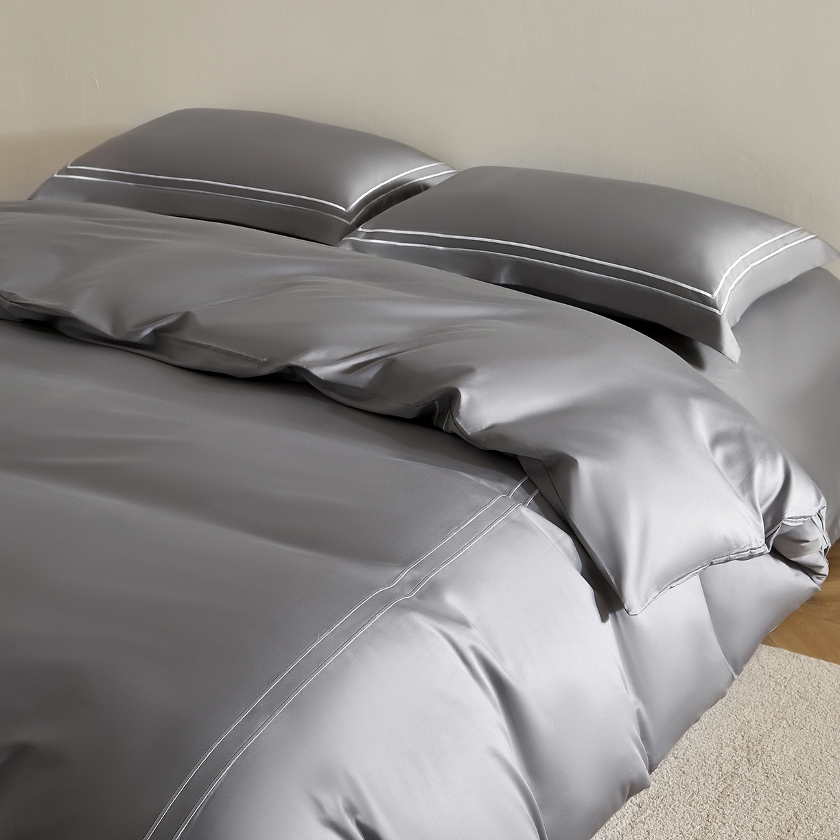 91家纺网 家纺一手货源 找家纺 ONE TWO ONE 121 2025新款酒店民宿专订长绒棉高支高密贡缎刺绣（小cr）四件套（【提供买家秀】为了各位老板们都有利润空间，平台控价券后不得低于298/318元，感谢您的配合与支持！） 