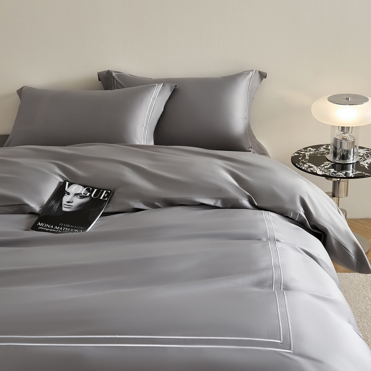 91家纺网 家纺一手货源 找家纺 ONE TWO ONE 121 2025新款酒店民宿专订长绒棉高支高密贡缎刺绣（小cr）四件套（【提供买家秀】为了各位老板们都有利润空间，平台控价券后不得低于298/318元，感谢您的配合与支持！） 