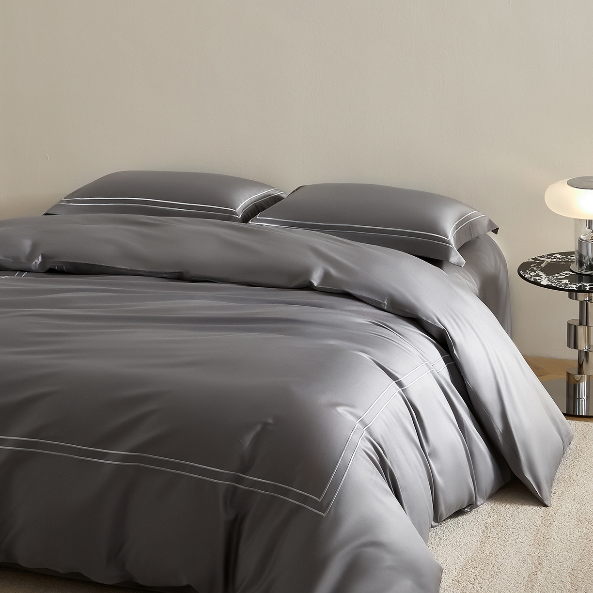 91家纺网 家纺一手货源 找家纺 ONE TWO ONE 121 2025新款酒店民宿专订长绒棉高支高密贡缎刺绣（小cr）四件套（【提供买家秀】为了各位老板们都有利润空间，平台控价券后不得低于298/318元，感谢您的配合与支持！） 