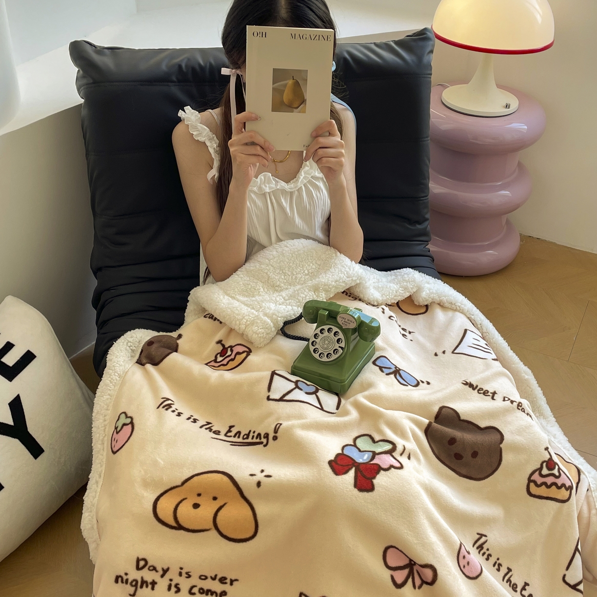 91家纺网 家纺一手货源 找家纺 十里居 2025新款印花牛奶绒羊羔绒盖毯毛毯午休毯卡通多功能沙发毯 小熊日记