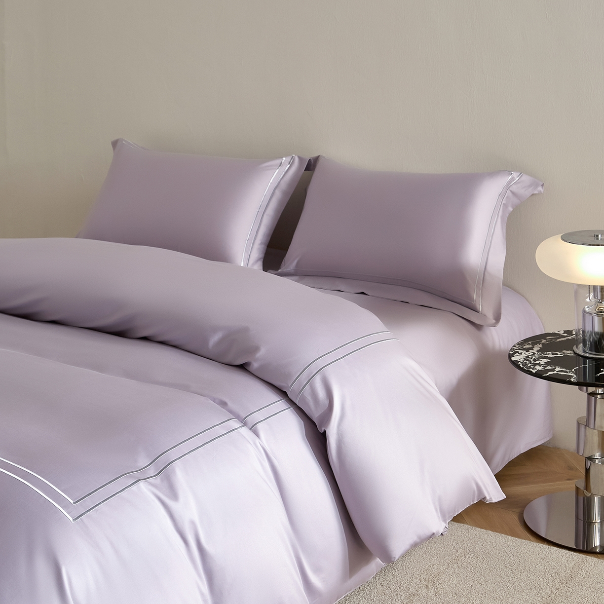 91家纺网 家纺一手货源 找家纺 ONE TWO ONE 121 2025新款酒店民宿专订长绒棉高支高密贡缎刺绣（小cr）四件套（【提供买家秀】为了各位老板们都有利润空间，平台控价券后不得低于298/318元，感谢您的配合与支持！） 