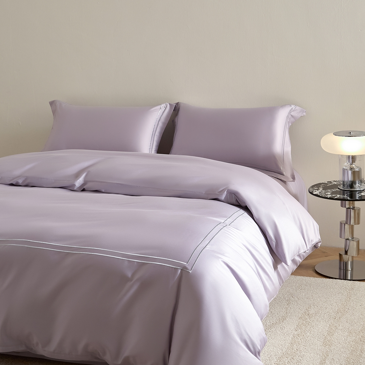 91家纺网 家纺一手货源 找家纺 ONE TWO ONE 121 2025新款酒店民宿专订长绒棉高支高密贡缎刺绣（小cr）四件套（【提供买家秀】为了各位老板们都有利润空间，平台控价券后不得低于298/318元，感谢您的配合与支持！） 