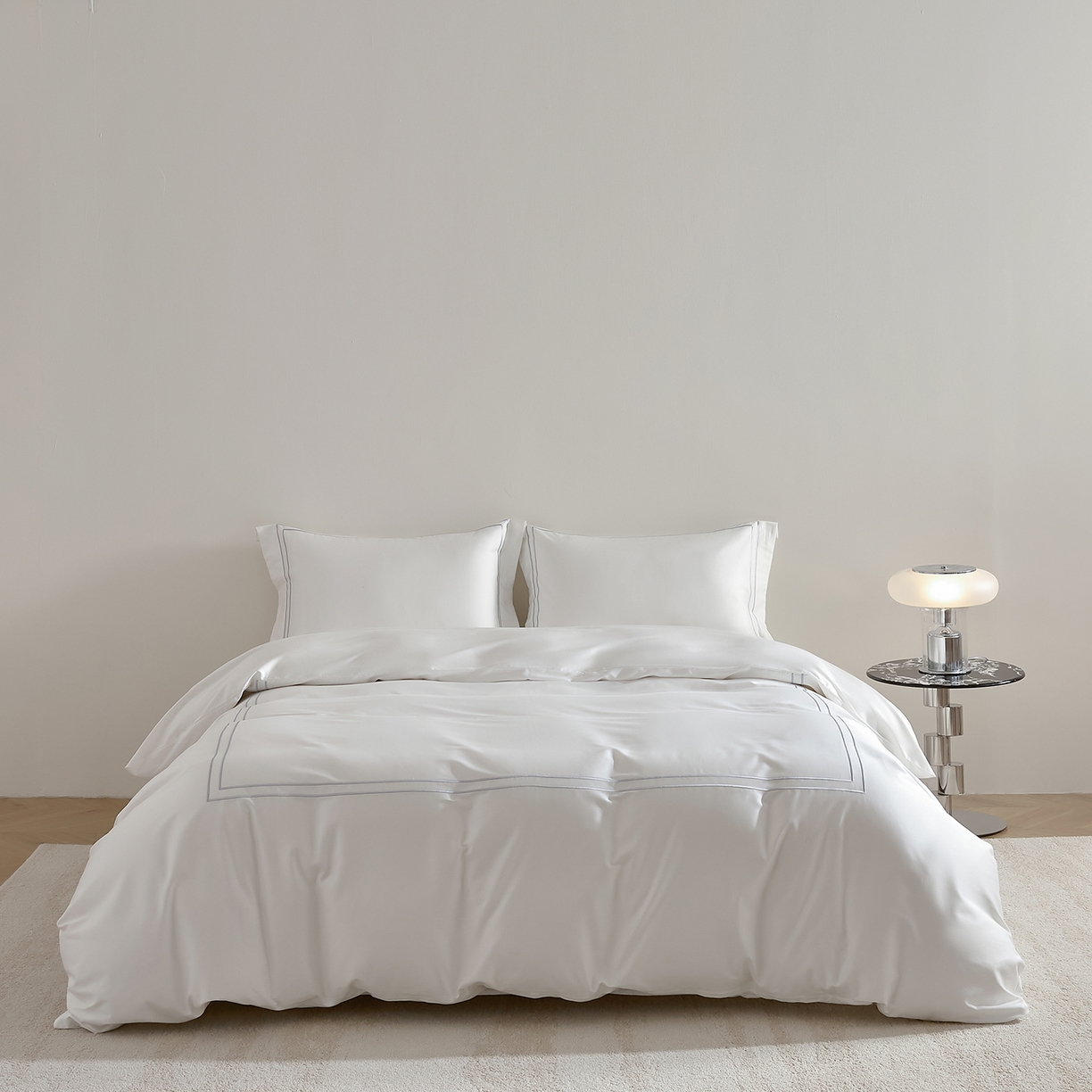 91家纺网 家纺一手货源 找家纺 ONE TWO ONE 121 2025新款酒店民宿专订长绒棉高支高密贡缎刺绣（小cr）四件套（【提供买家秀】为了各位老板们都有利润空间，平台控价券后不得低于298/318元，感谢您的配合与支持！） 