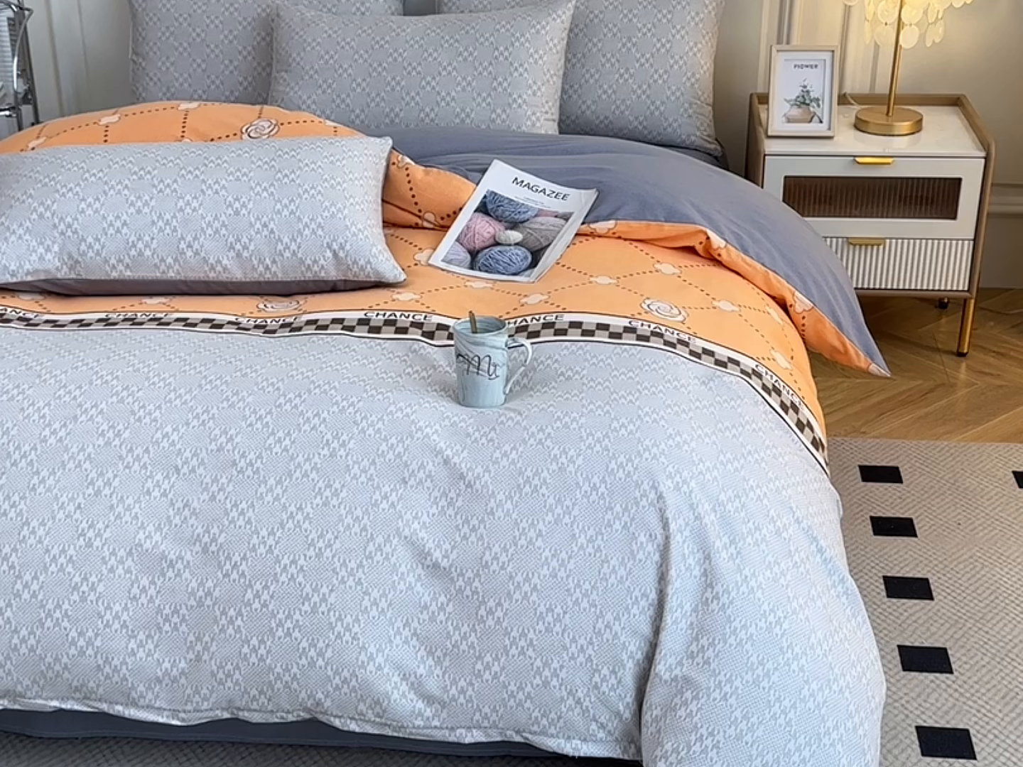 91家纺网 家纺一手货源 找家纺 （总）宇彬家纺 2025直播热新款秋冬全棉四件套精梳生态原棉印花加厚磨毛轻奢铂金床单床笠款三四件套