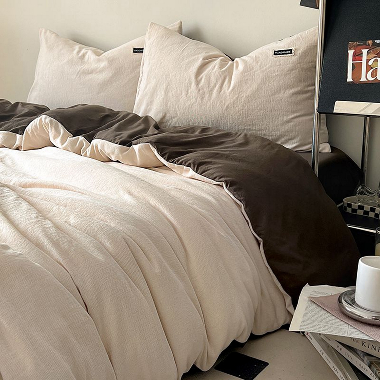 悦织湾家纺 2025新款雪尼尔亲肤四件套轻奢透气纯色单双人学生宿舍床上用品三四件套 雪尼尔-浅咖+深咖