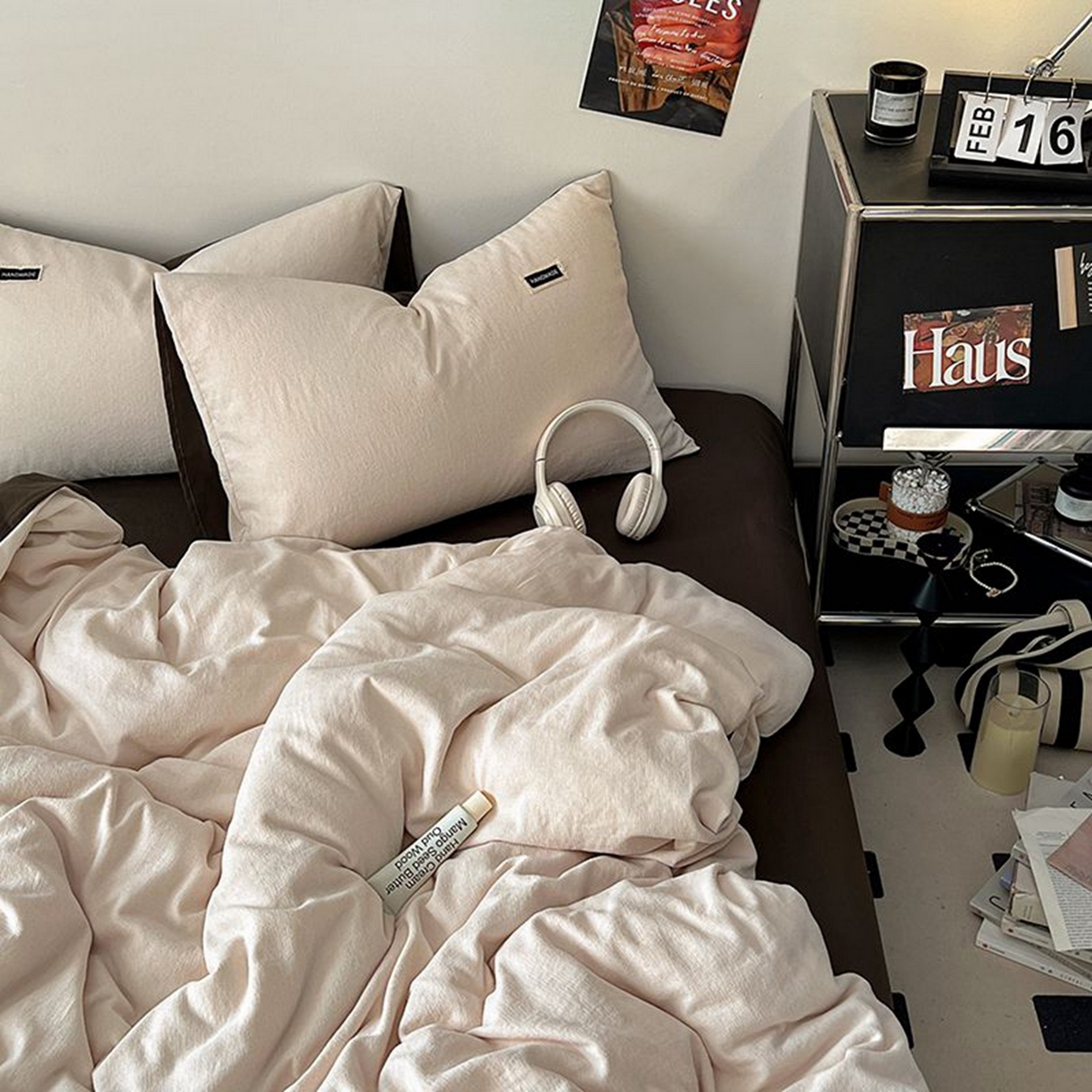 91家纺网 家纺一手货源 找家纺 悦织湾家纺 2025新款雪尼尔亲肤四件套轻奢透气纯色单双人学生宿舍床上用品三四件套 雪尼尔-浅咖+深咖