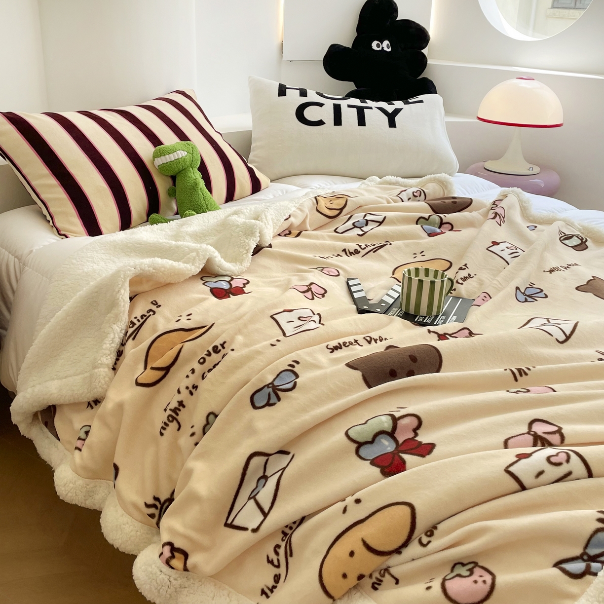 91家纺网 家纺一手货源 找家纺 （总）十里居 2025新款印花牛奶绒羊羔绒盖毯毛毯午休毯卡通多功能沙发毯