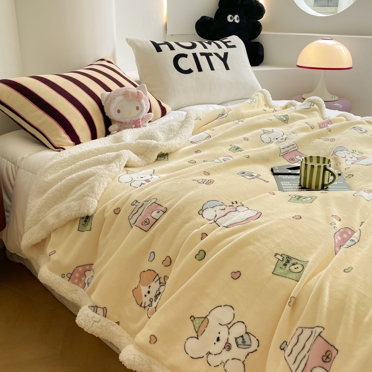 91家纺网 家纺一手货源 找家纺 十里居 2025新款印花牛奶绒羊羔绒盖毯毛毯午休毯卡通多功能沙发毯 卡通乐园