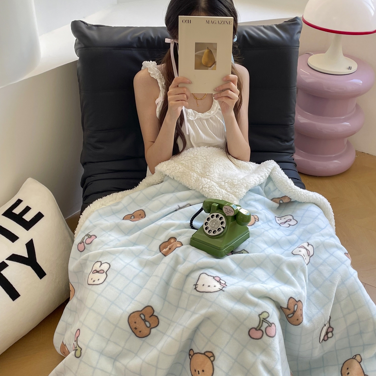 91家纺网 家纺一手货源 找家纺 十里居 2025新款印花牛奶绒羊羔绒盖毯毛毯午休毯卡通多功能沙发毯 萌仔派对