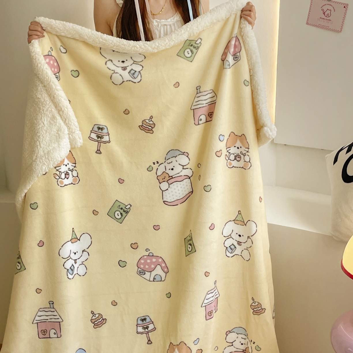 91家纺网 家纺一手货源 找家纺 十里居 2025新款印花牛奶绒羊羔绒盖毯毛毯午休毯卡通多功能沙发毯 卡通乐园