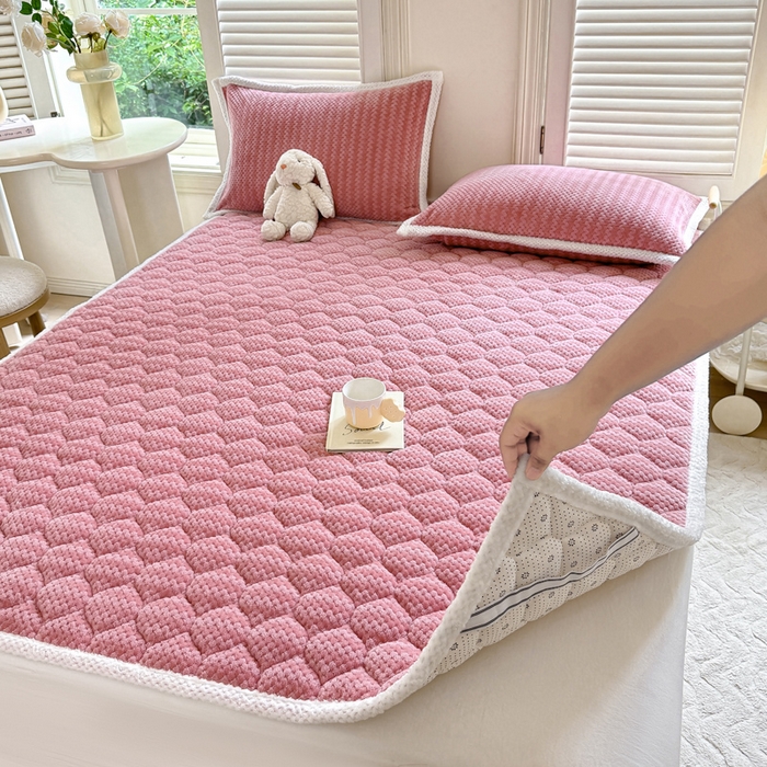 91家纺网 家纺一手货源 找家纺 （总）正邦家纺 2025新款云豆绒加厚保暖夹棉软床垫上下铺床褥学生床护垫