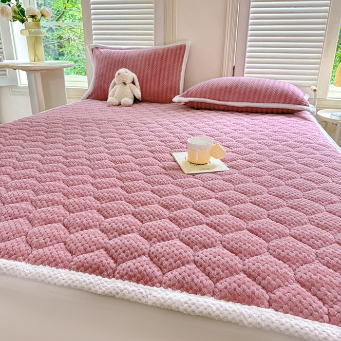 91家纺网 家纺一手货源 找家纺 （总）正邦家纺 2025新款云豆绒加厚保暖夹棉软床垫上下铺床褥学生床护垫