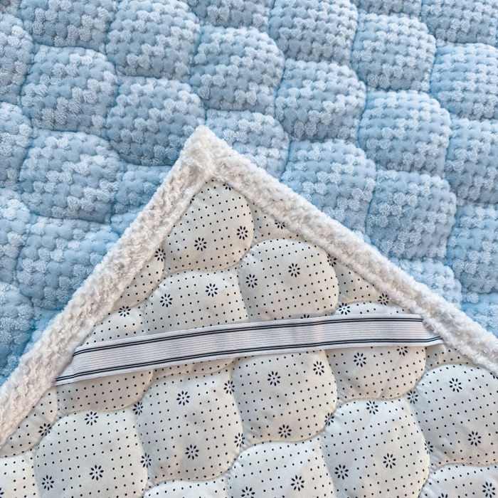 91家纺网 家纺一手货源 找家纺 正邦家纺 2025新款云豆绒加厚保暖夹棉软床垫上下铺床褥学生床护垫 婴儿蓝