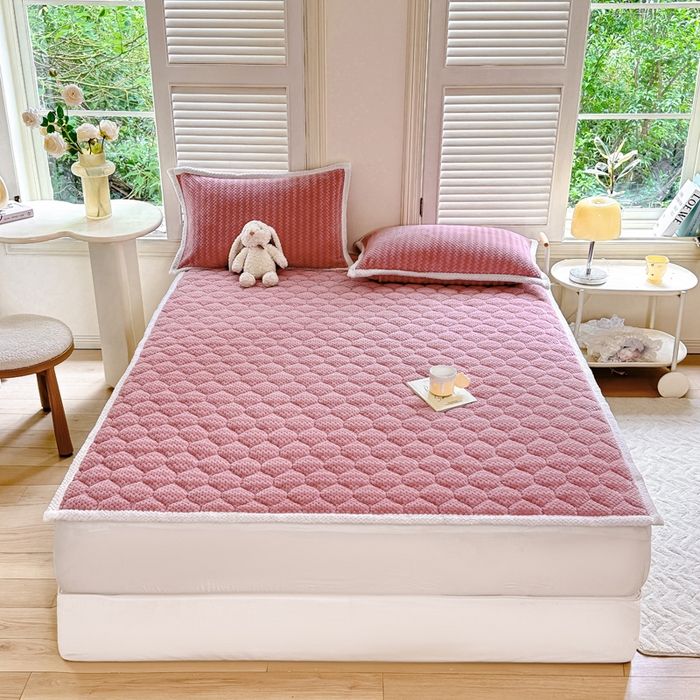 91家纺网 家纺一手货源 找家纺 （总）正邦家纺 2025新款云豆绒加厚保暖夹棉软床垫上下铺床褥学生床护垫