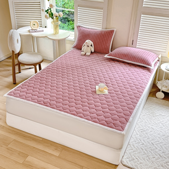 91家纺网 家纺一手货源 找家纺 （总）正邦家纺 2025新款云豆绒加厚保暖夹棉软床垫上下铺床褥学生床护垫