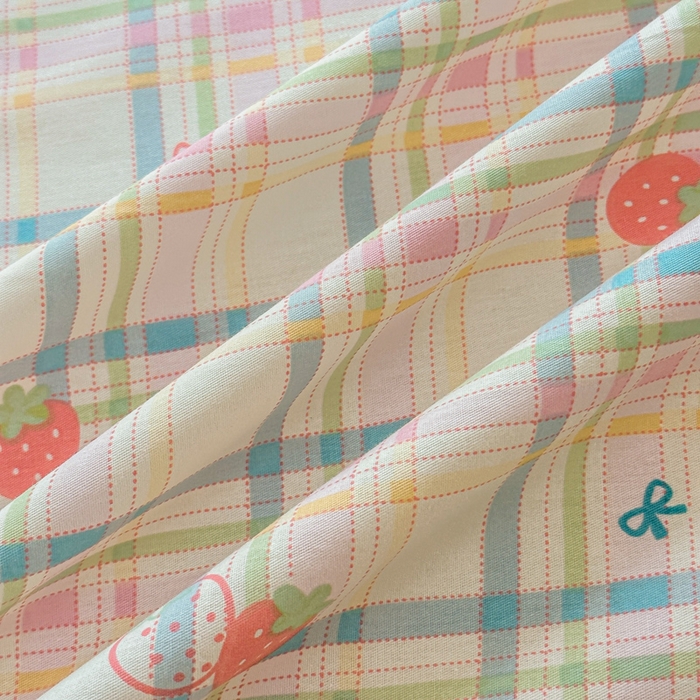 91家纺网 家纺一手货源 找家纺 帛织澜家纺 2025新款12868全棉喷气印花床单单件 草莓派-A版