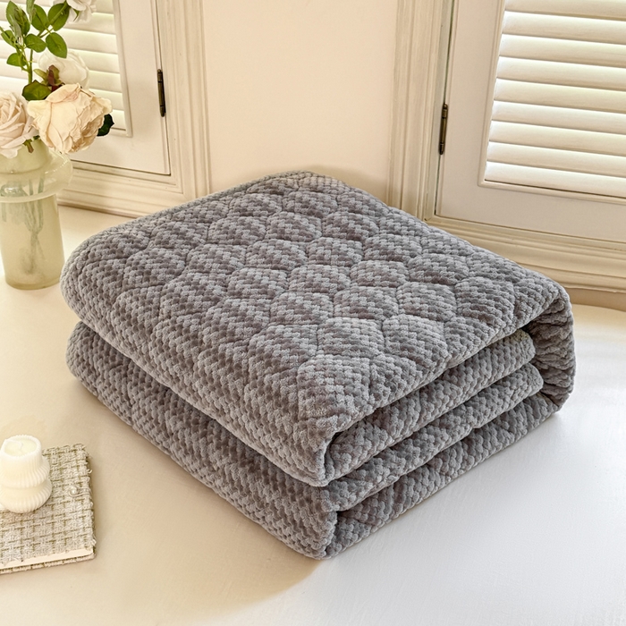 91家纺网 家纺一手货源 找家纺 正邦家纺 2025新款云豆绒加厚保暖夹棉软床垫上下铺床褥学生床护垫 银河灰