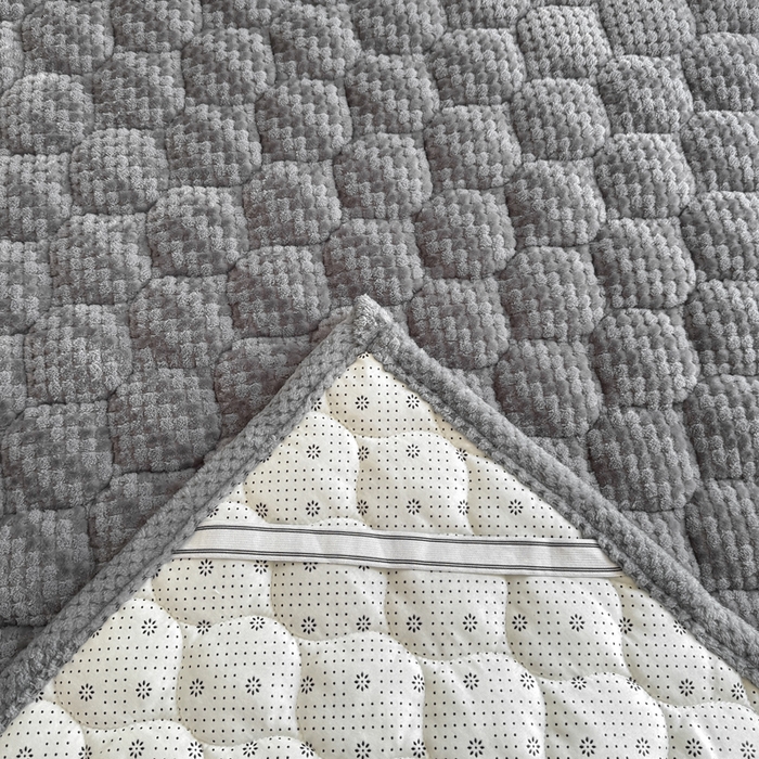 91家纺网 家纺一手货源 找家纺 正邦家纺 2025新款云豆绒加厚保暖夹棉软床垫上下铺床褥学生床护垫 银河灰